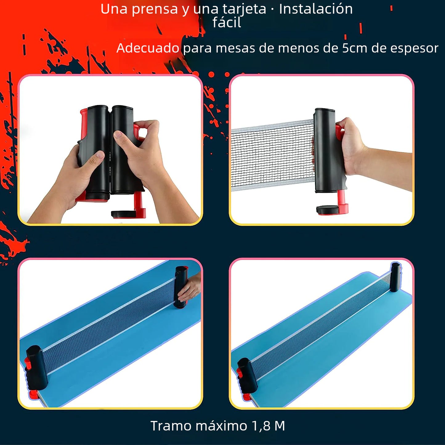 Table Tennis Racket Set with Balls and Adjustable Net